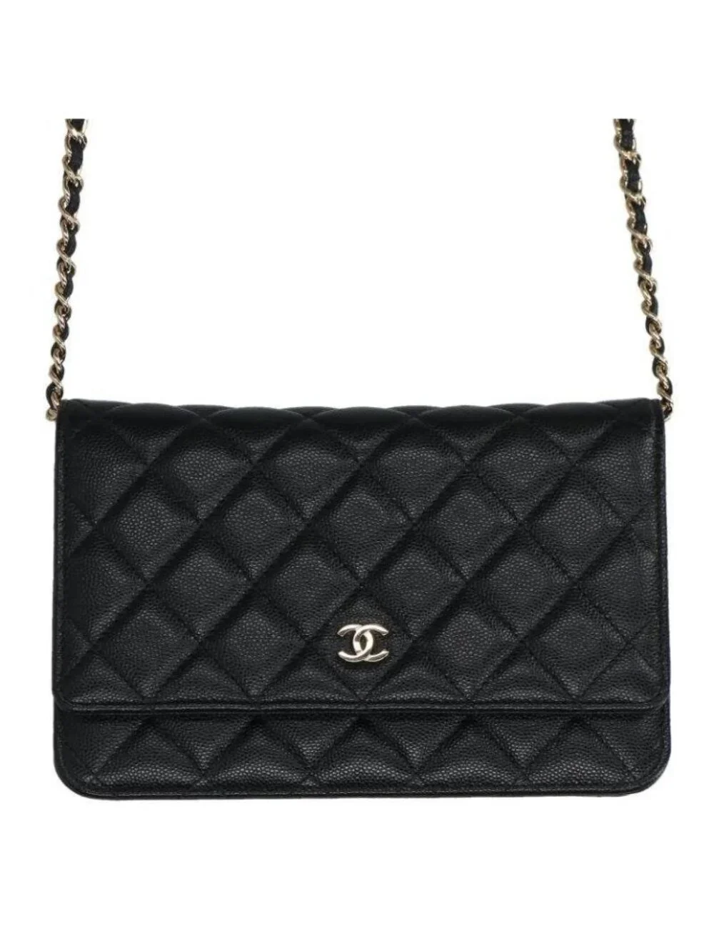 Chanel Quilted Caviar Leather Chain Wallet Shoulder Bag